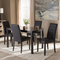 Baxton Studio LW22/LW12758R53-5PC-Dining Set Lorelle Modern and Contemporary Brown Faux Leather Upholstered 5-Piece Dining Set